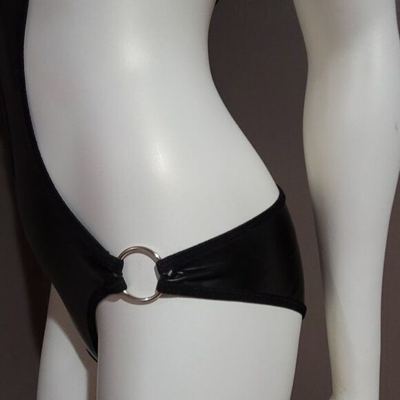 Vegan Leather Cut Out Bodysuit Lingerie - Picture 8 of 9